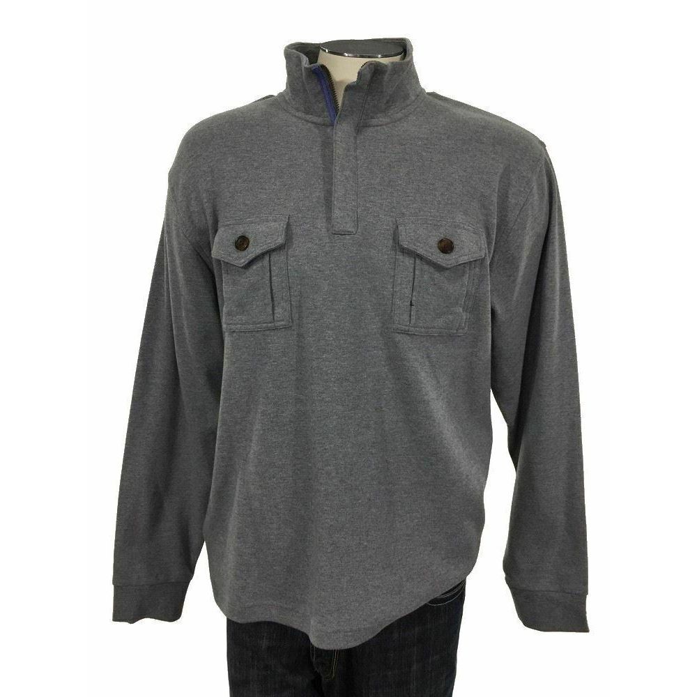 NWT Brooks Brothers Zip Interlock Sweater L Gray Pullover‎ Pockets Mens $179